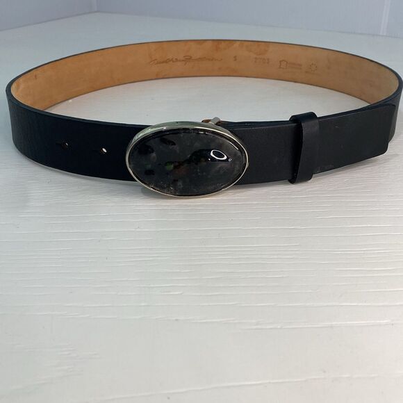 Qualheim Bollorini Italy Black Genuine Leather Bubble Glass Belt Size Small - Picture 5 of 14